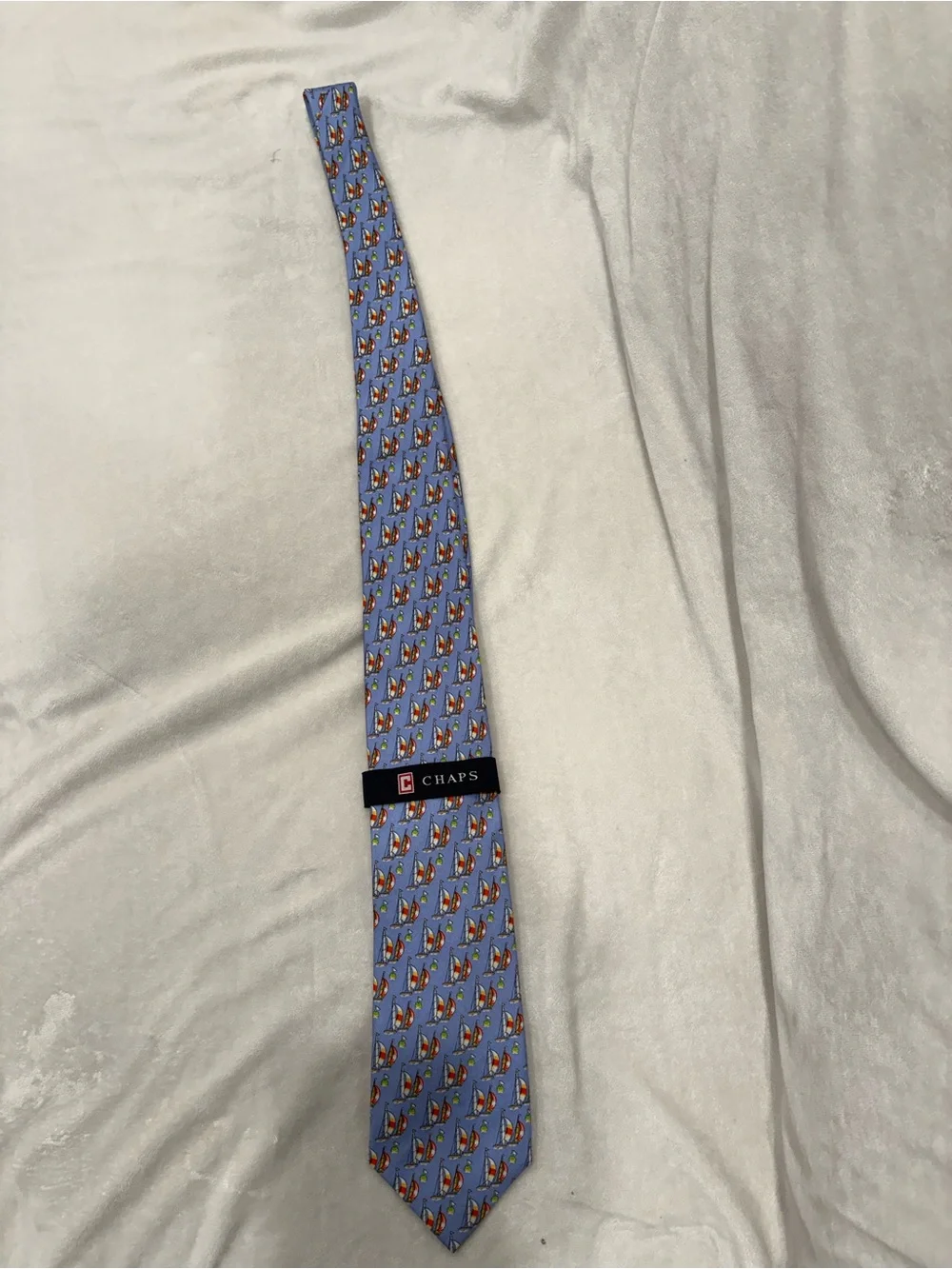Chaps Men's Light Blue sailboat Patterned Silk Tie
